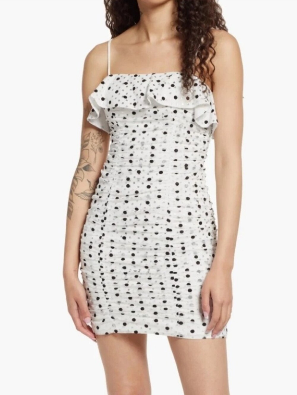 Jump! Apparel y2k White black polka dot mini sleeveless Prom Dress size 9/10